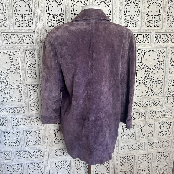 Vtg Lord & Taylor Dusty Purple Pig Suede Leather Oversized Open Blazer Jacket - Picture 7 of 10